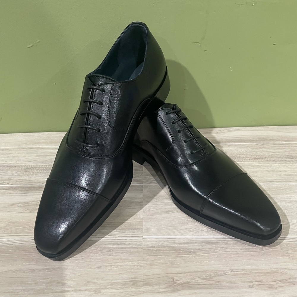 Firmani Classic Black Men's Dress Shoes leather calf captoe Oxford